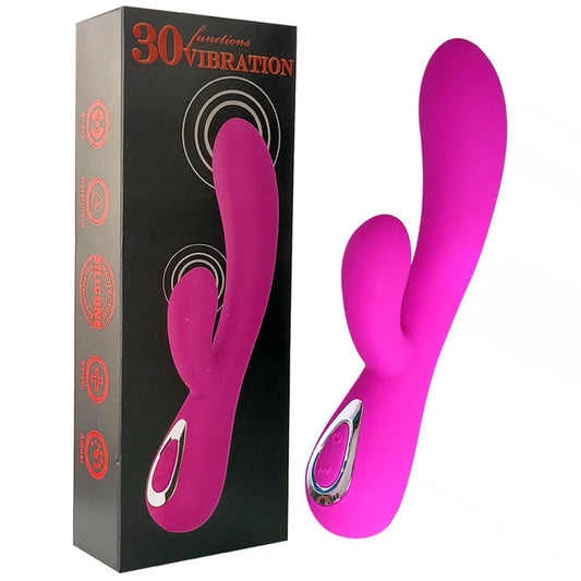 VIBRADOR DOBLE DE CONEJO ROSA / 30 VIBRATION